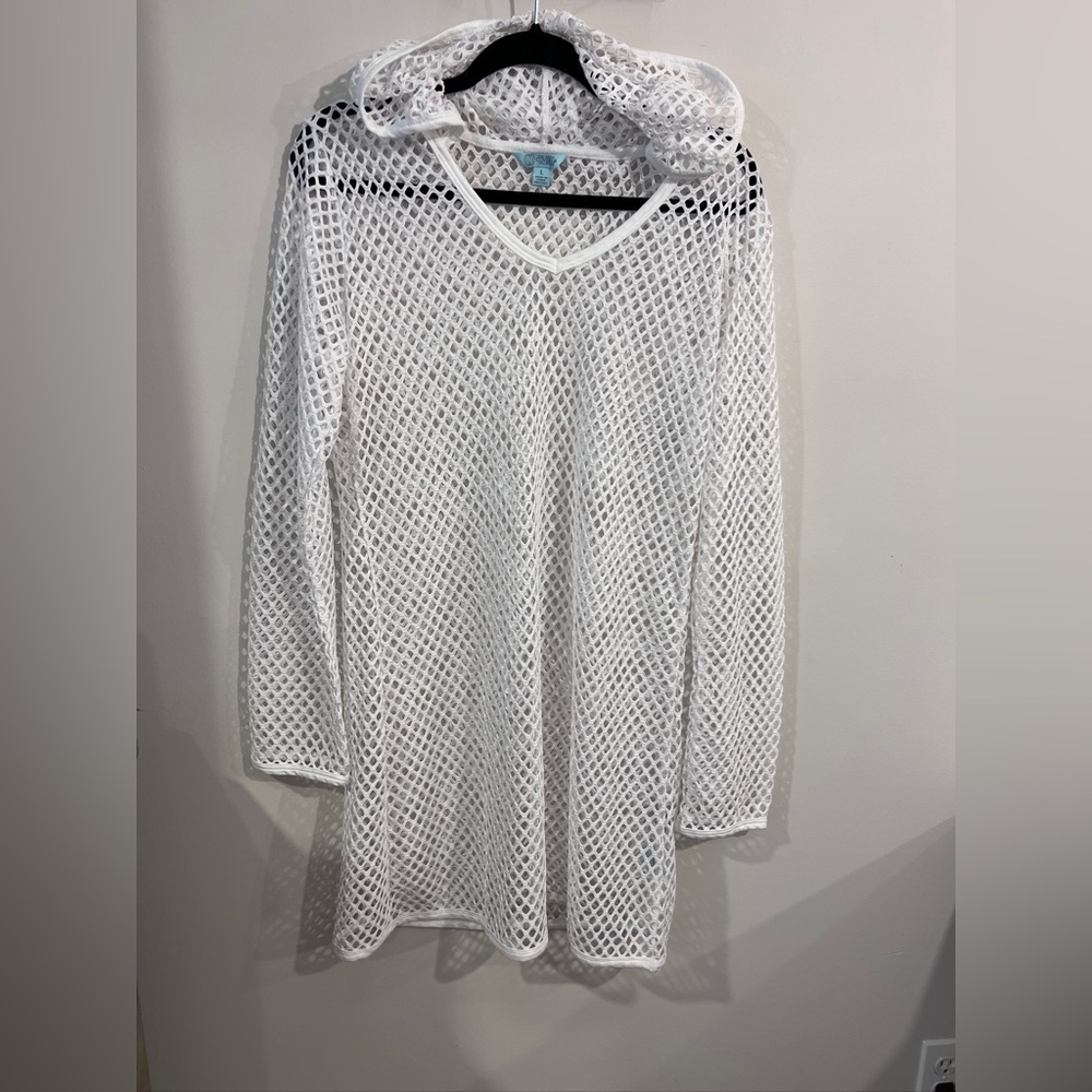 Women’s White Mesh Cover-Up Top
